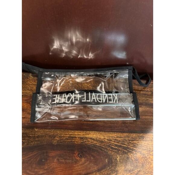 Kendall + Kylie Clear PVC Cosmetic Makeup Bag Toiletry Pouch Black Trim - Picture 6 of 6